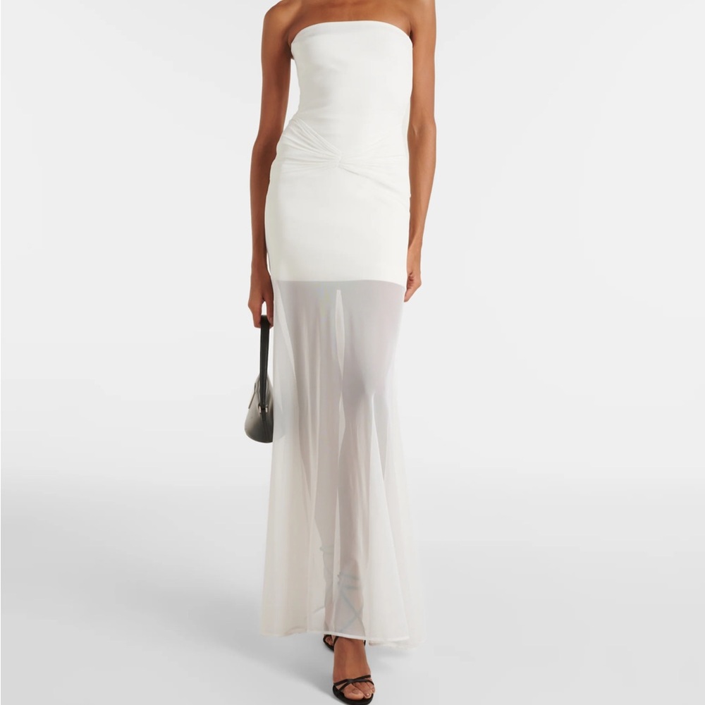 DAVID KOMA Bridal strapless gathered cady gown